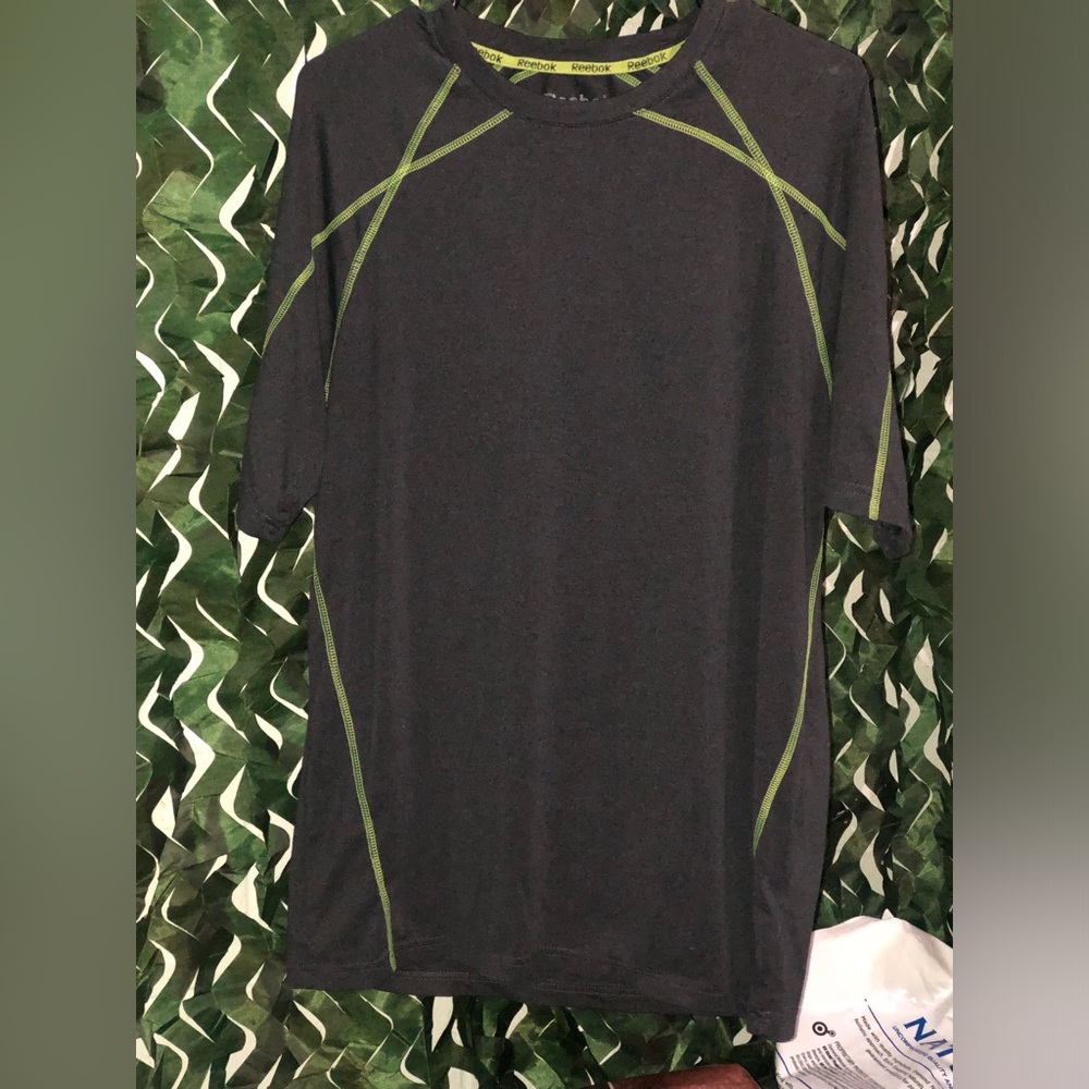 Reebok Black Shirt with Green Accents